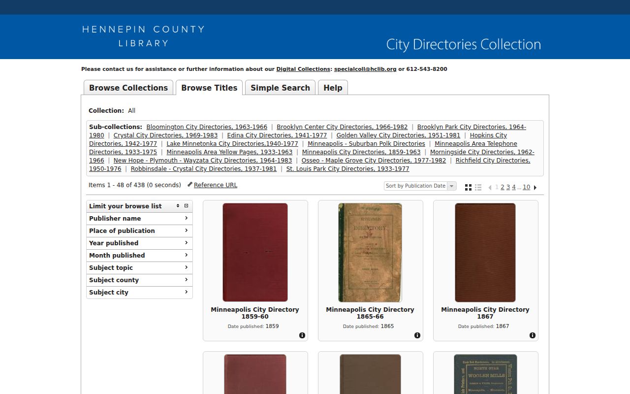 Brooklyn Center past household directory collection in ResCarta